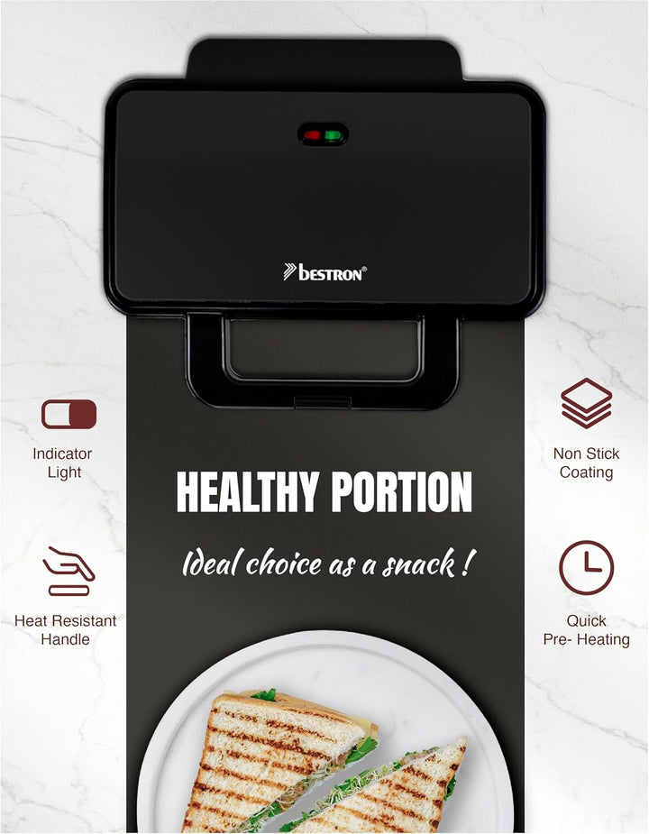 Bestron XL Sandwichmaker, Sandwich-Toaster für 2 Sandwiches in Muschelform, ideal für American Sandw