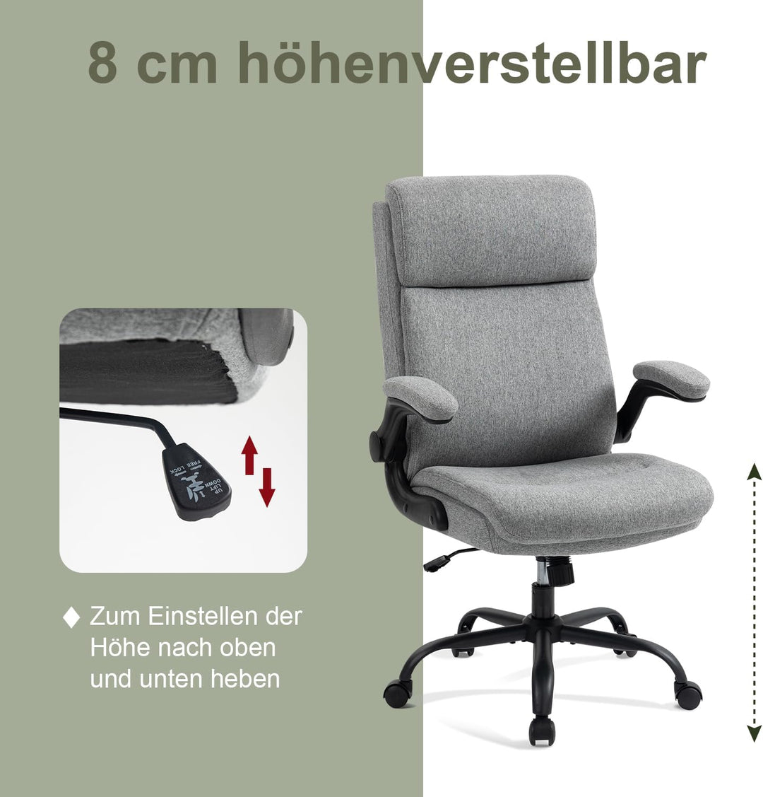 CASTLOVE Ergonomischer Bürostuhl - Schreibtischstuhl mit Rückenlehne - Hochklappbare Armlehne - Hohe