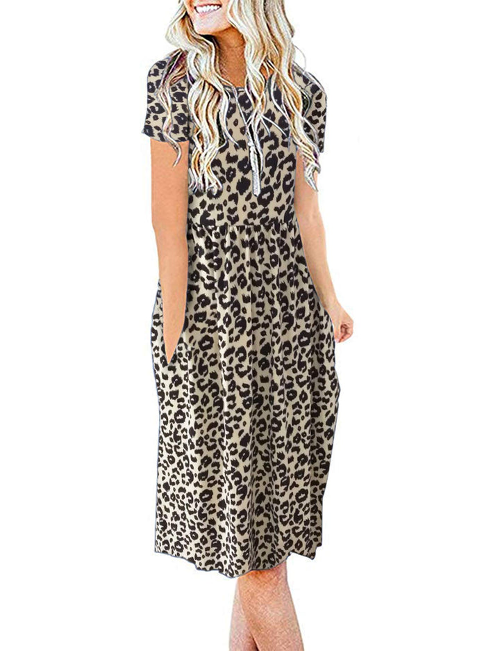 AUSELILY Damen Kleider Sommer Sommerkleider Knielang Kurzarm Empire Freizeitkleid Schicke Shirtkleid