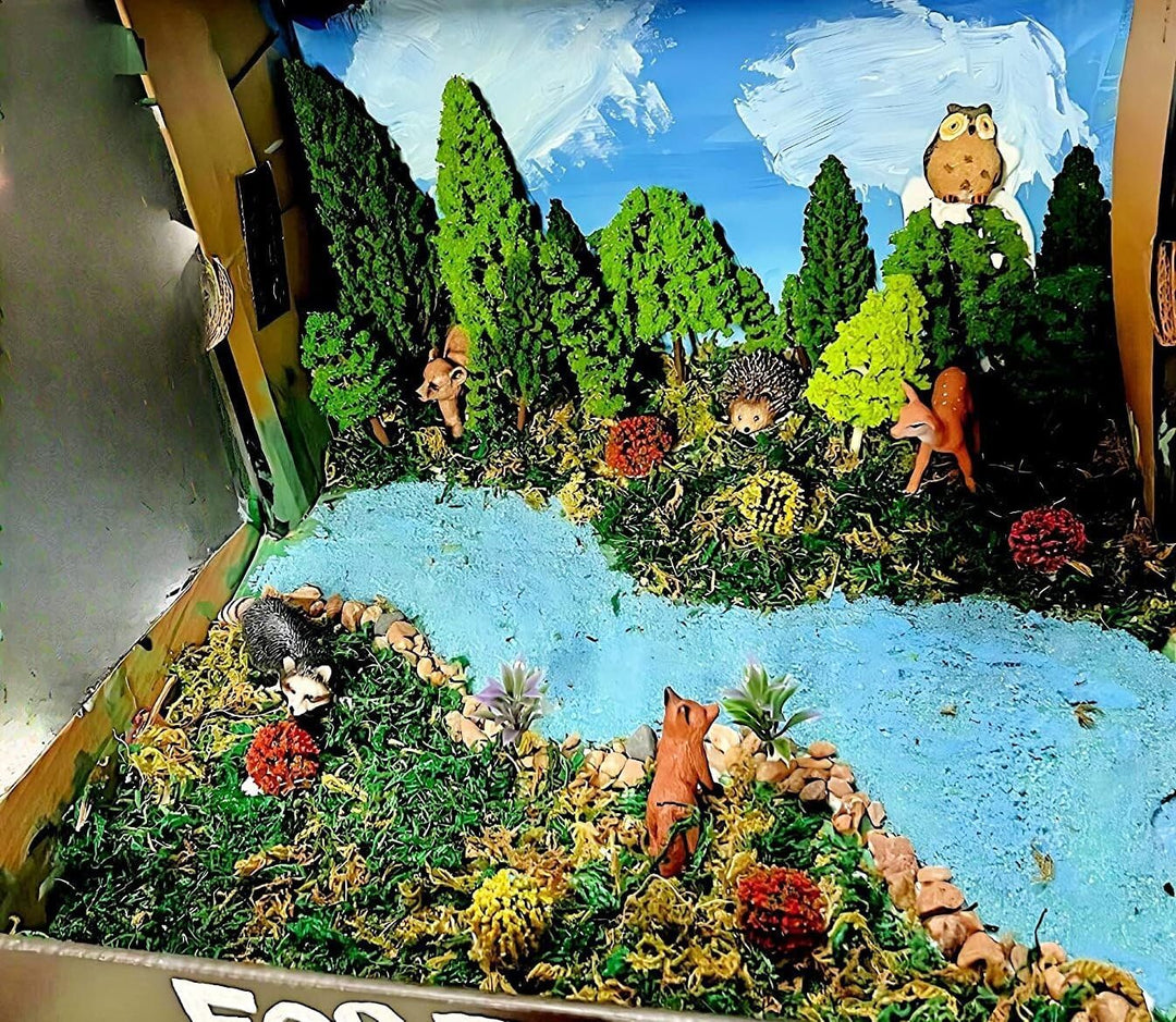 OrgMemory Gemischte Modellbau Bäume, 70 Stück, h0 Bäume mit Tierfiguren, 4-16 cm, Kunstbäume Modellb