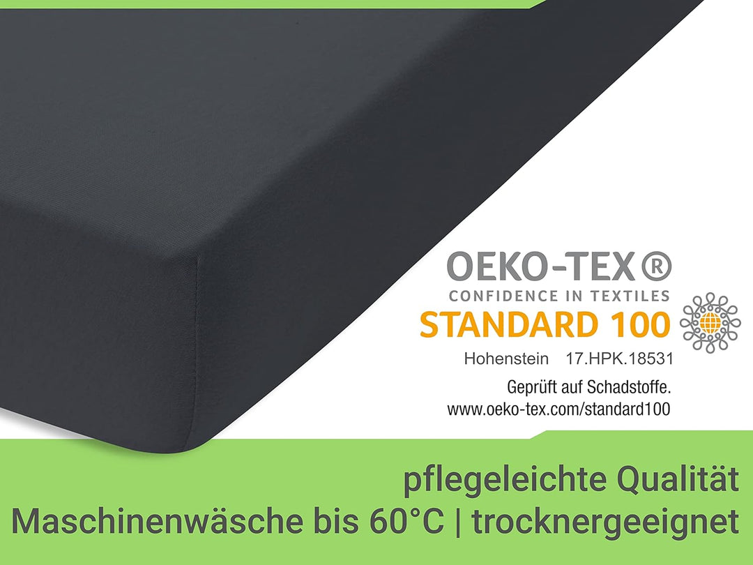 2er-Pack Spannbettlaken für Laufgitter und Krabbeldecke 1493.2123, 100 x 100 cm, anthrazit, Anthrazi