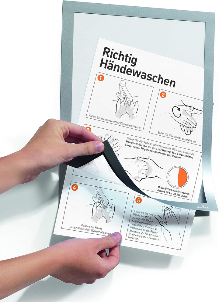 Durable Info-Rahmen Duraframe (A4, selbstklebend mit Magnetverschluss) 10 Stück, orange, 488209 A4 O