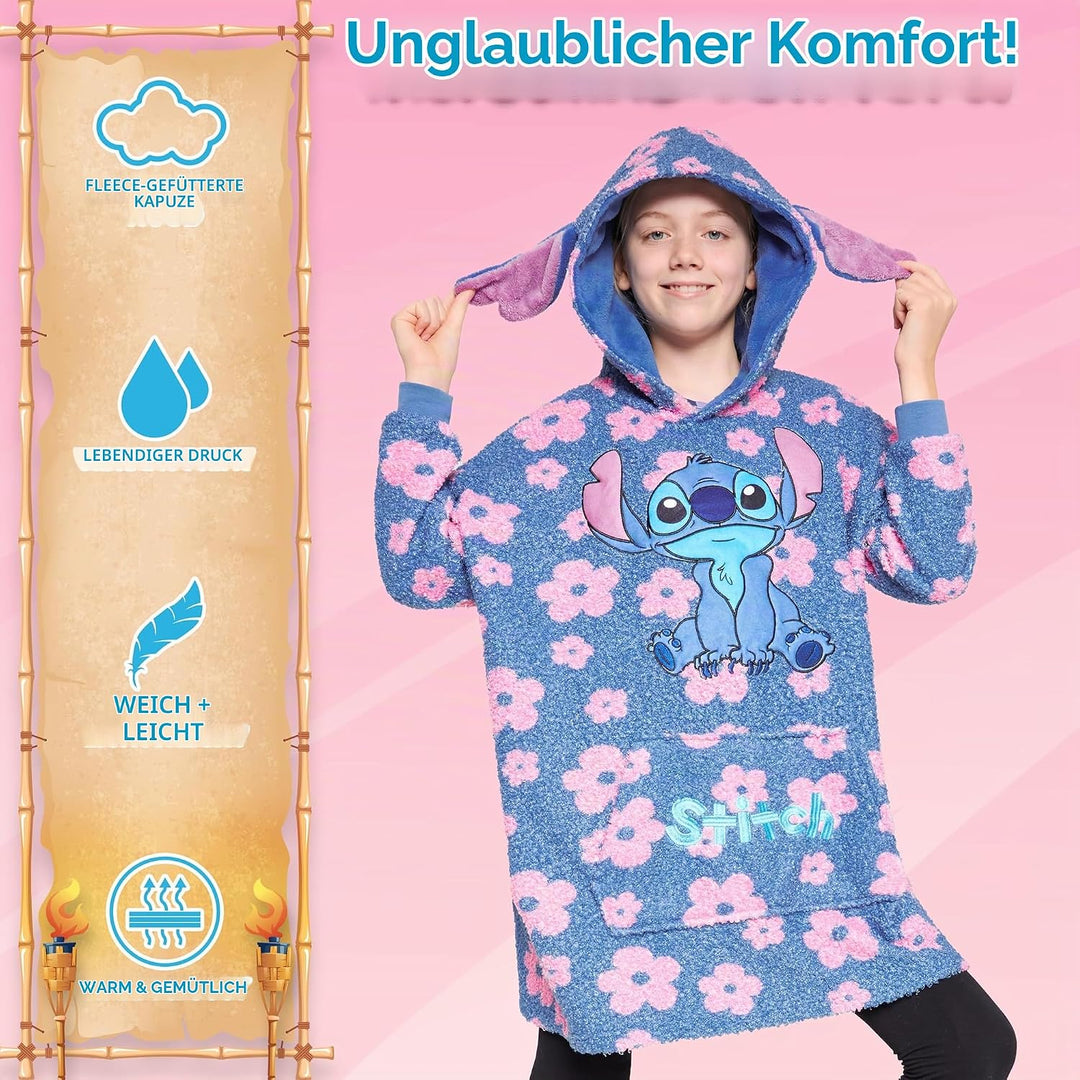 Disney Hoodie Decke Mädchen, Kuscheldecke mit Ärmeln, Fleece Kapuzenpullover, Hoodie Mädchen Geschen