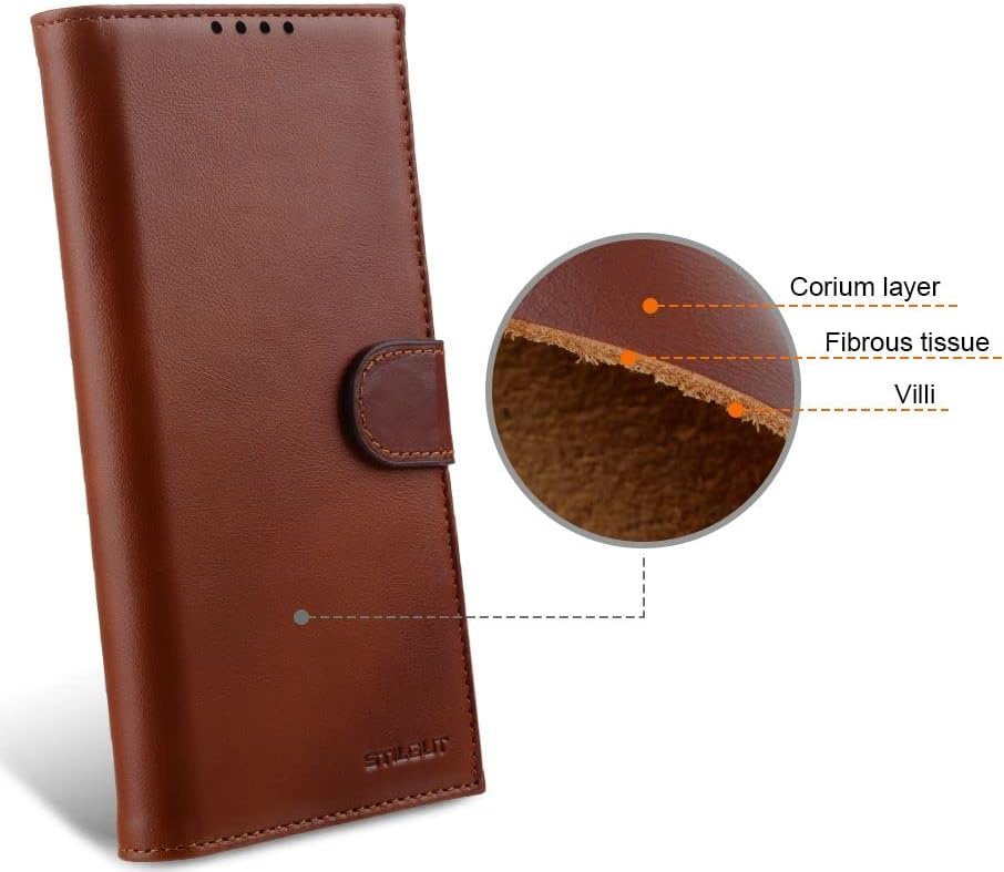 STILGUT Talis kompatibel mit Samsung Galaxy S22 Ultra Hülle mit Kartenfach aus Leder, Wallet Case, L