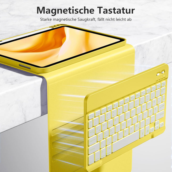 Hülle mit Tastatur für iPad 11 Generation A16/10 Generation (11/10.9 Zoll, 2025/2022), 7-farbige Bel