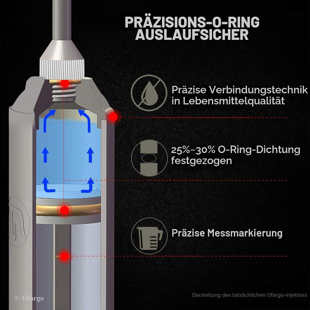 OFG Fleischspritze aus 304-Edelstahl, mit 4 Marinadennadeln für Holzkohlegrill, 60 ml Fassungsvermög