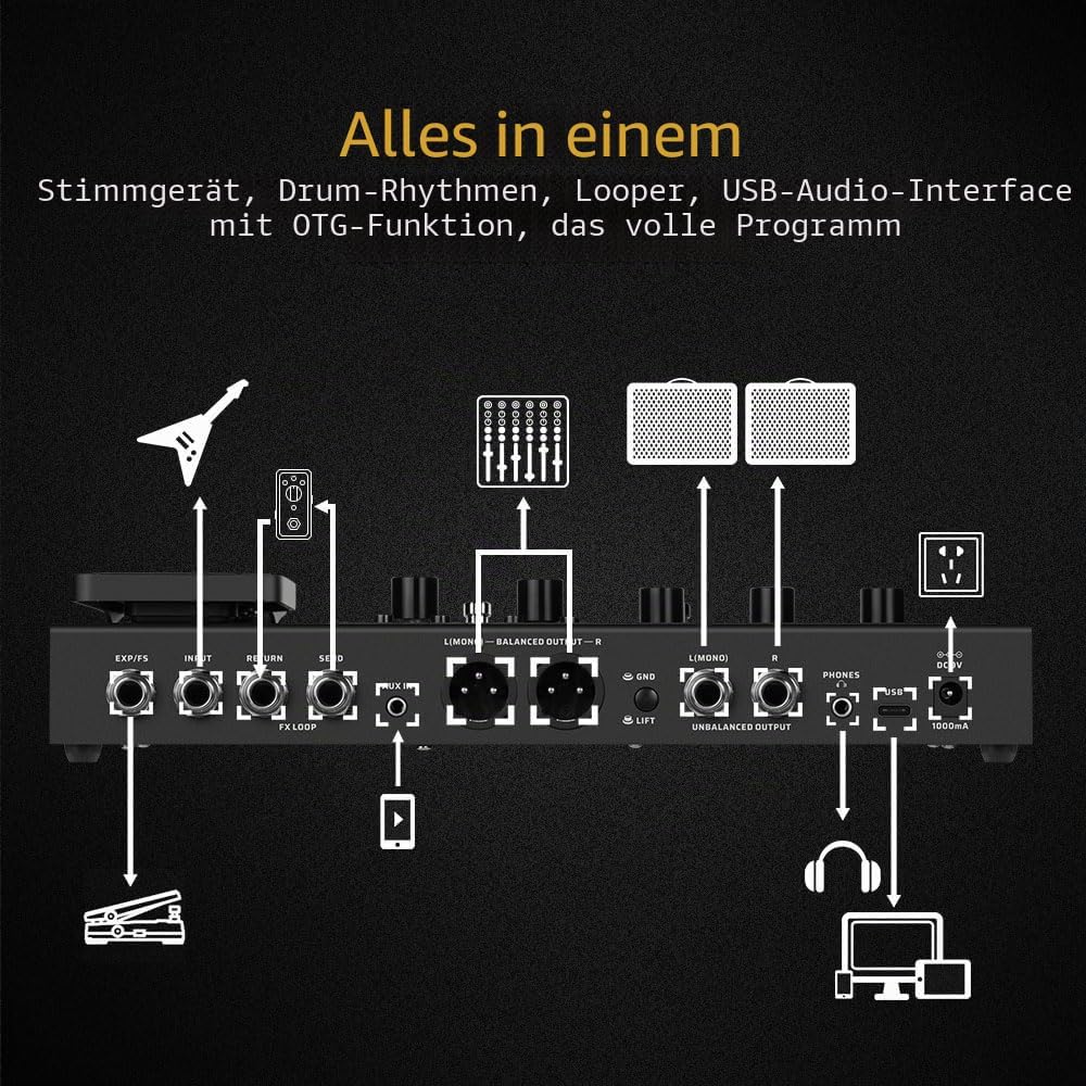 Valeton Gitarren Bass Effektpedal Multi-Effekte Prozessor Guitar Bass Amp Modeling IR Cabinets Simul