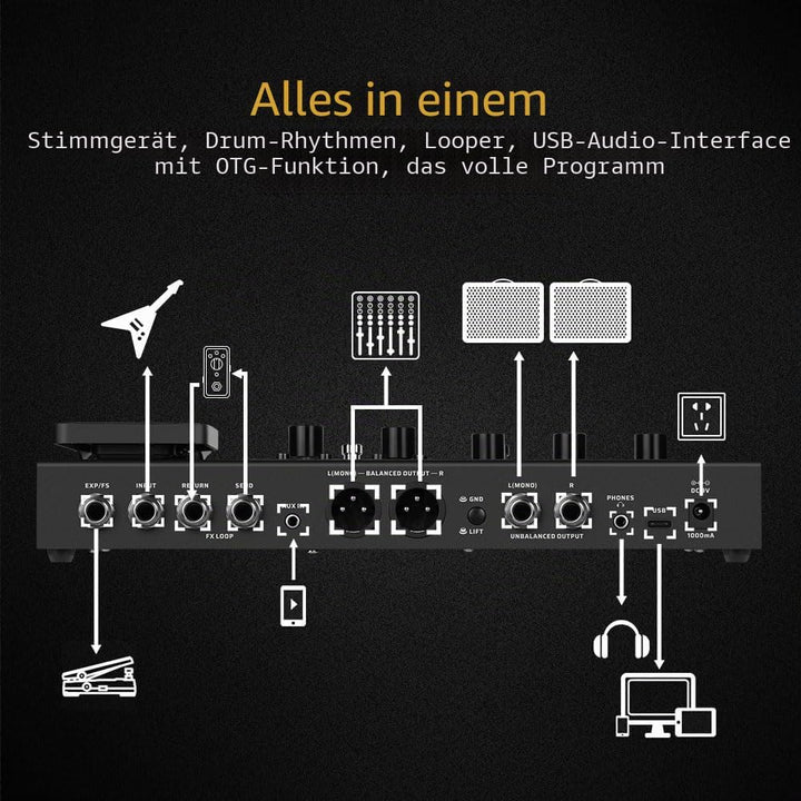Valeton Gitarren Bass Effektpedal Multi-Effekte Prozessor Guitar Bass Amp Modeling IR Cabinets Simul