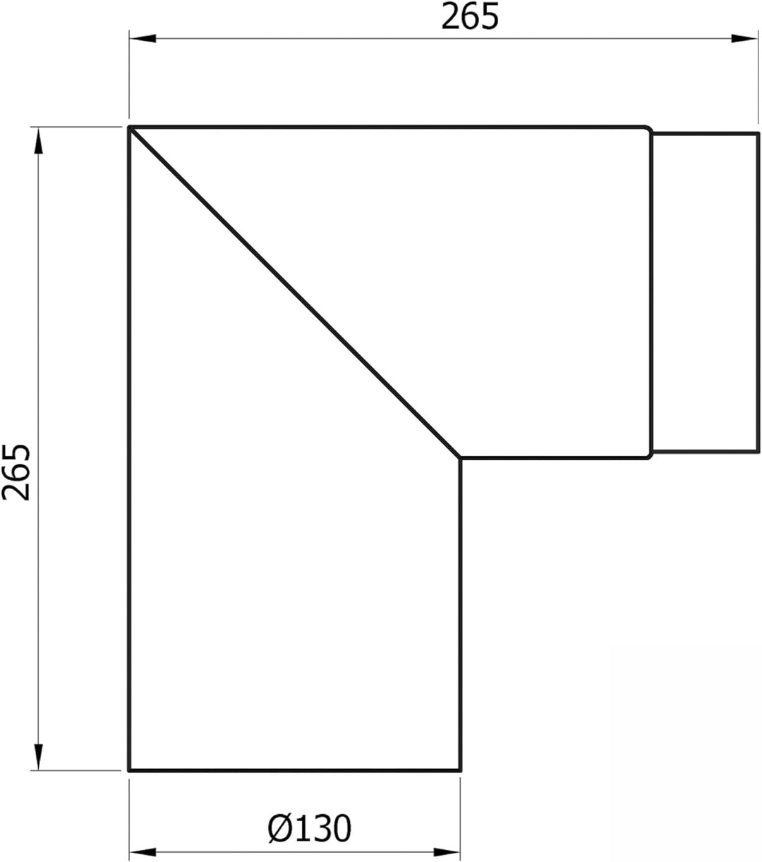 raik Rauchrohrbogen/Ofenrohrbogen 90° zweiteilig Durchmesser 130 mm Stahlblech 2 mm Gussgrau SH007-1
