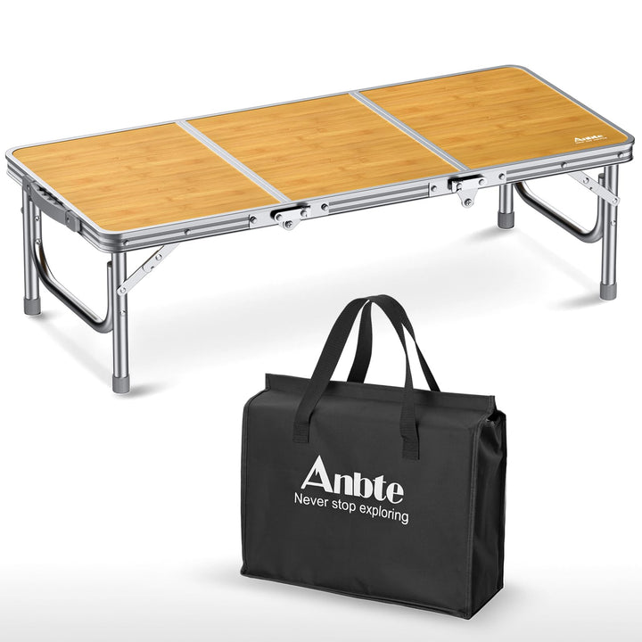 Anbte Campingtisch Klapptisch 87x40x26cm(LxBxH) mit Dicker Aluminium Rahmen Niedriger Picknicktisch