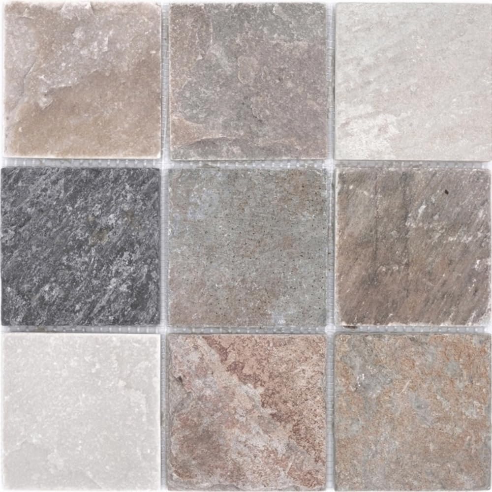 Mosaik Brick Quarzit beige/grau Quarzit Naturstein Küche, Mosaikstein Format: 100x100x10 mm, Bogengr