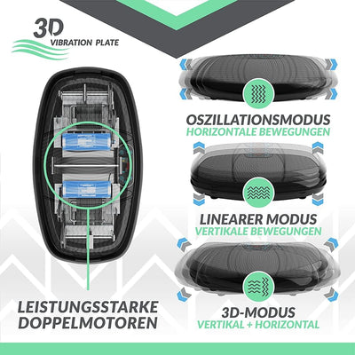 Bluefin Fitness Dual-Motor 3D Vibrationsplatte | Extra Grosse Anti-Rutsch-Oberfläche | Bluetooth Lau