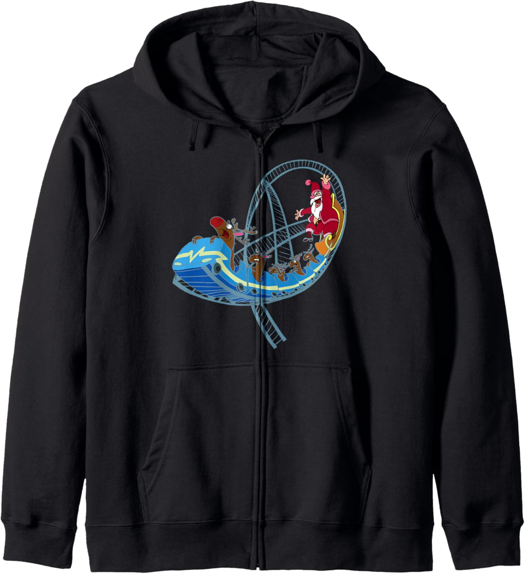 Lustige Weihnachten Achterbahn Vergnügungspark Weihnachtsman Kapuzenjacke