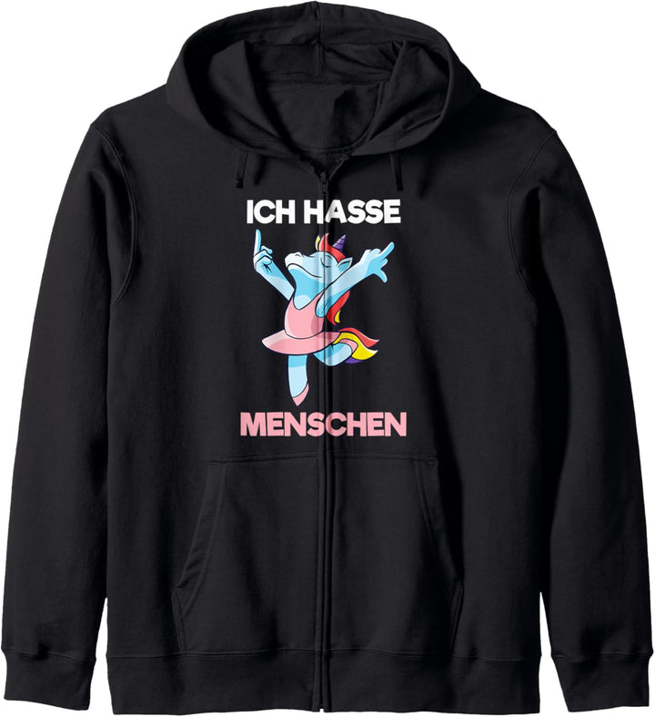Ich hasse Menschen Einhorn Kapuzenjacke