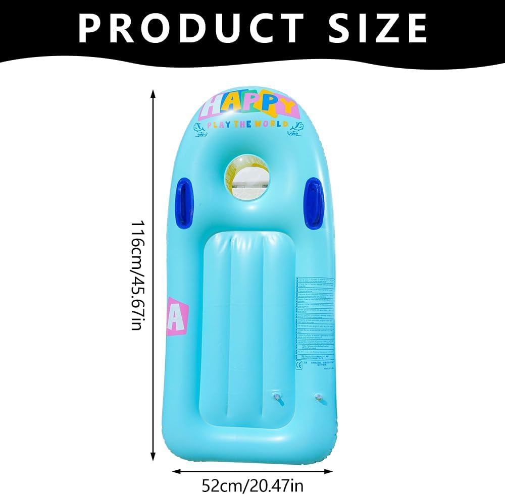 Inflatable Bodyboard Kids Boogie Board with Handles Portable Surfboard Pool Float Beach Surfing Swim