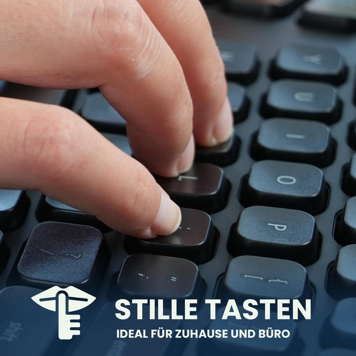 Perixx PERIBOARD-636DE Wireless Ergonomic Compact Keyboard, Leise Tasten, 2.4G Technologie, Abnehmba
