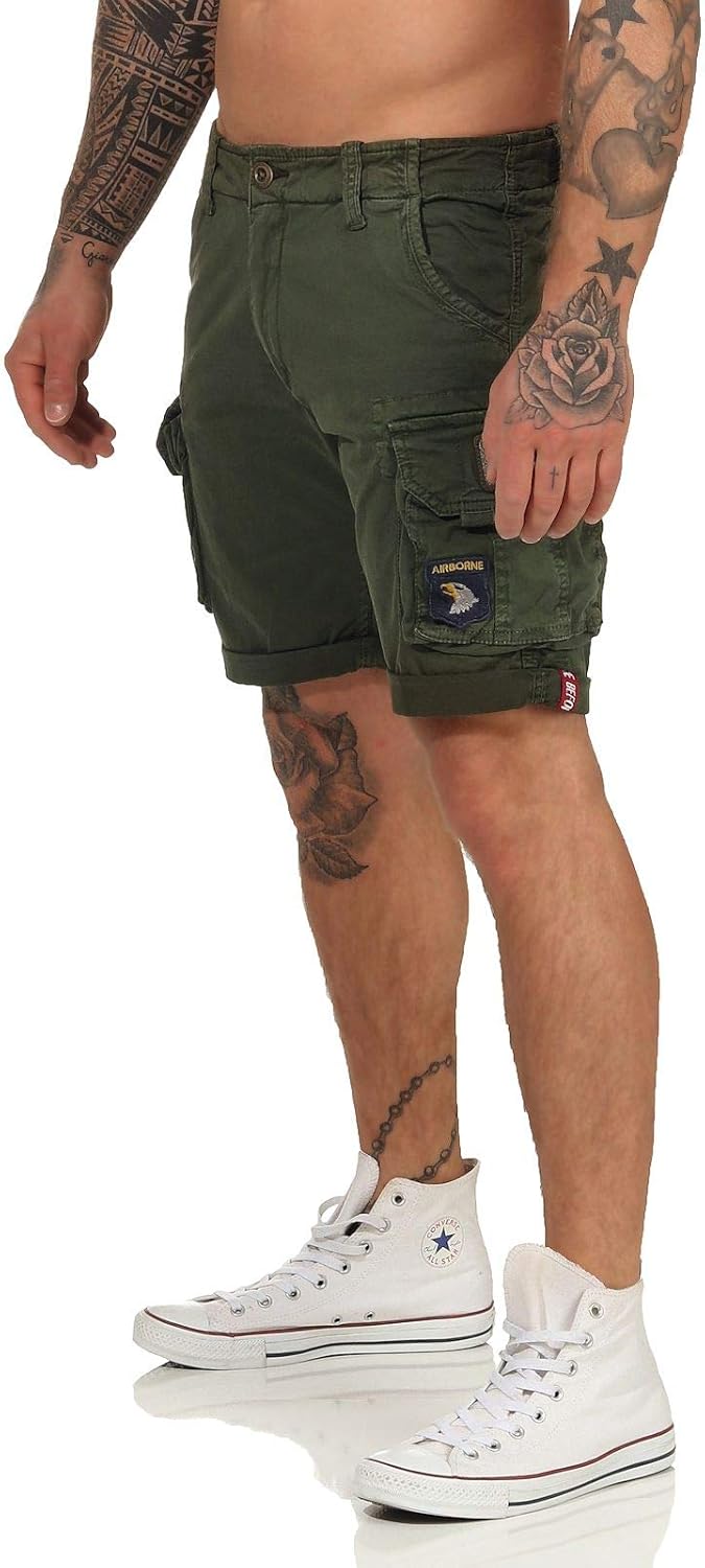 ALPHA INDUSTRIES Herren Cargos Crew Short Patch Short für Herren 28 Dark Olive, 28 Dark Olive