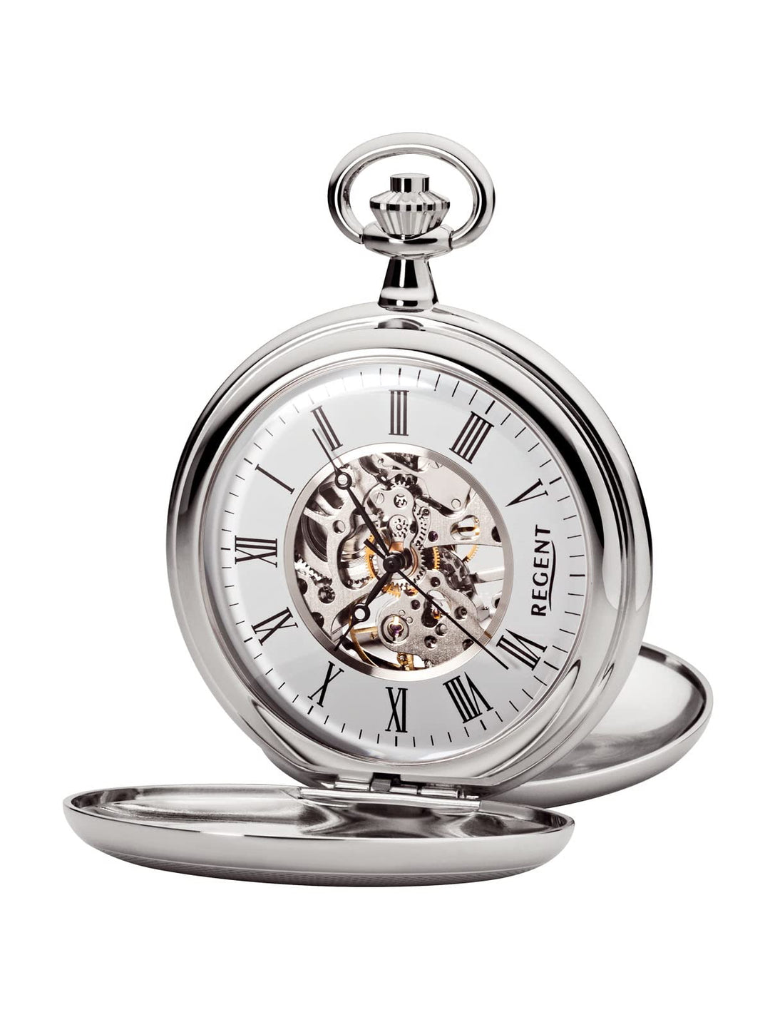 Regent Herren Taschenuhr Savonnette Skelett 51 MM Mechanischer Handaufzug Römische Zahlen in verschi