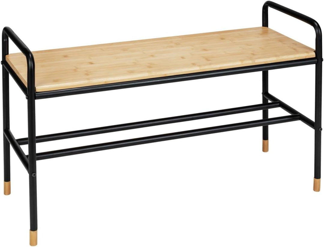 WENKO Schuhbank Loft, Schuhregal im Fabrikflair mit Ablage für bis zu 4 Paar Schuhe, aus Stahlrohr m