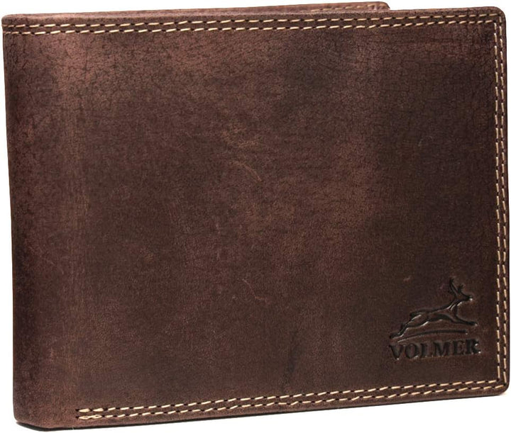 Fa.Volmer ® Leder Geldbörse Herren mit RFID-Schutz - geöltes Büffelleder, extra-stabile Doppelnaht,