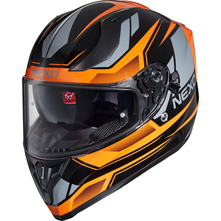 Nexo Integralhelm Sport II - Kratzfeste Visierung - Thermoplast - Belüftung Orange XL, Orange XL