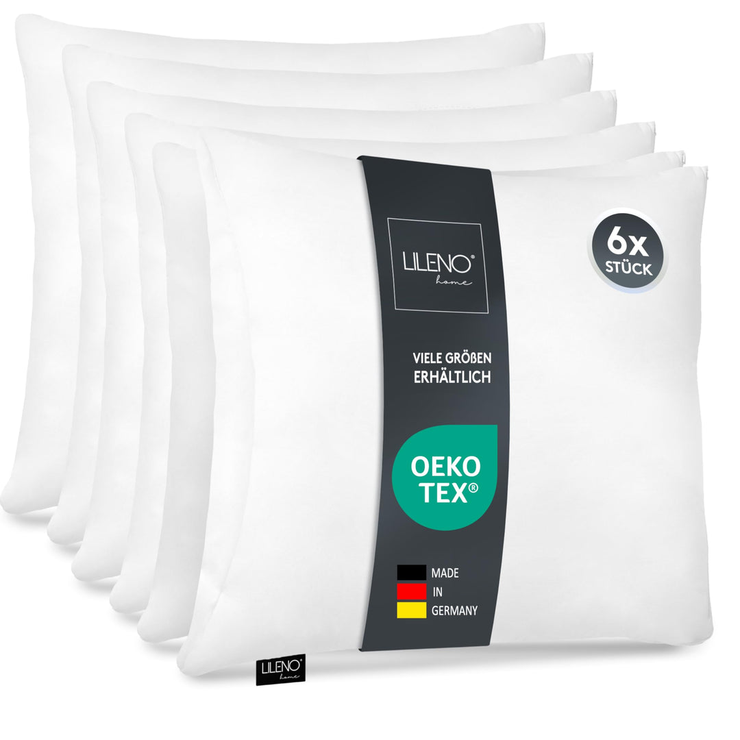 LILENO HOME Microfaser Kissen 30x30 cm [6er Set] bis 95 Grad waschbar mit Reissverschluss - Kopfkiss