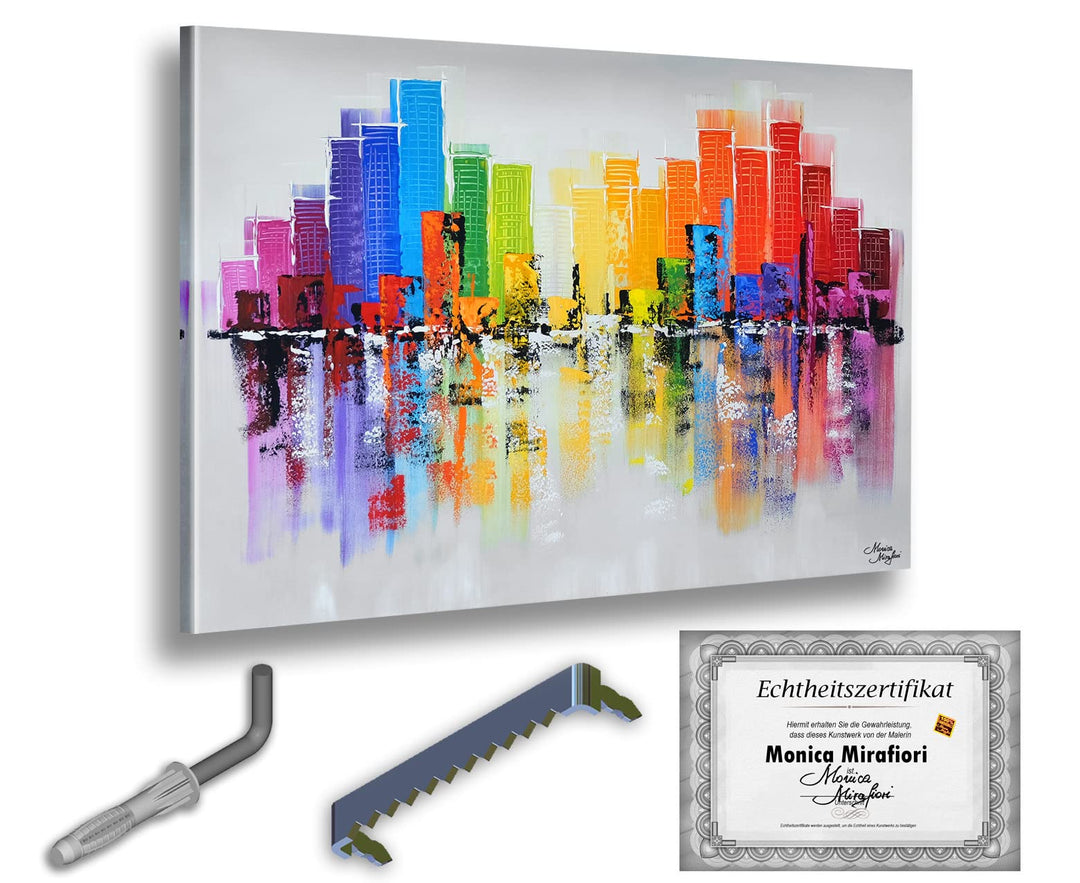 Monica Mirafiori I 100% HANDGEMALT I Gemälde Big City 120x80cm | Gemälde Handgemalt | Acrylgemälde |