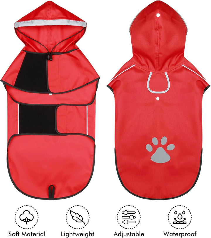 BiPawTi Hunde Regenmantel Grosse Hunde – Wasserdichter Hundemantel, Verstellbarer Regenjacke mit Ref