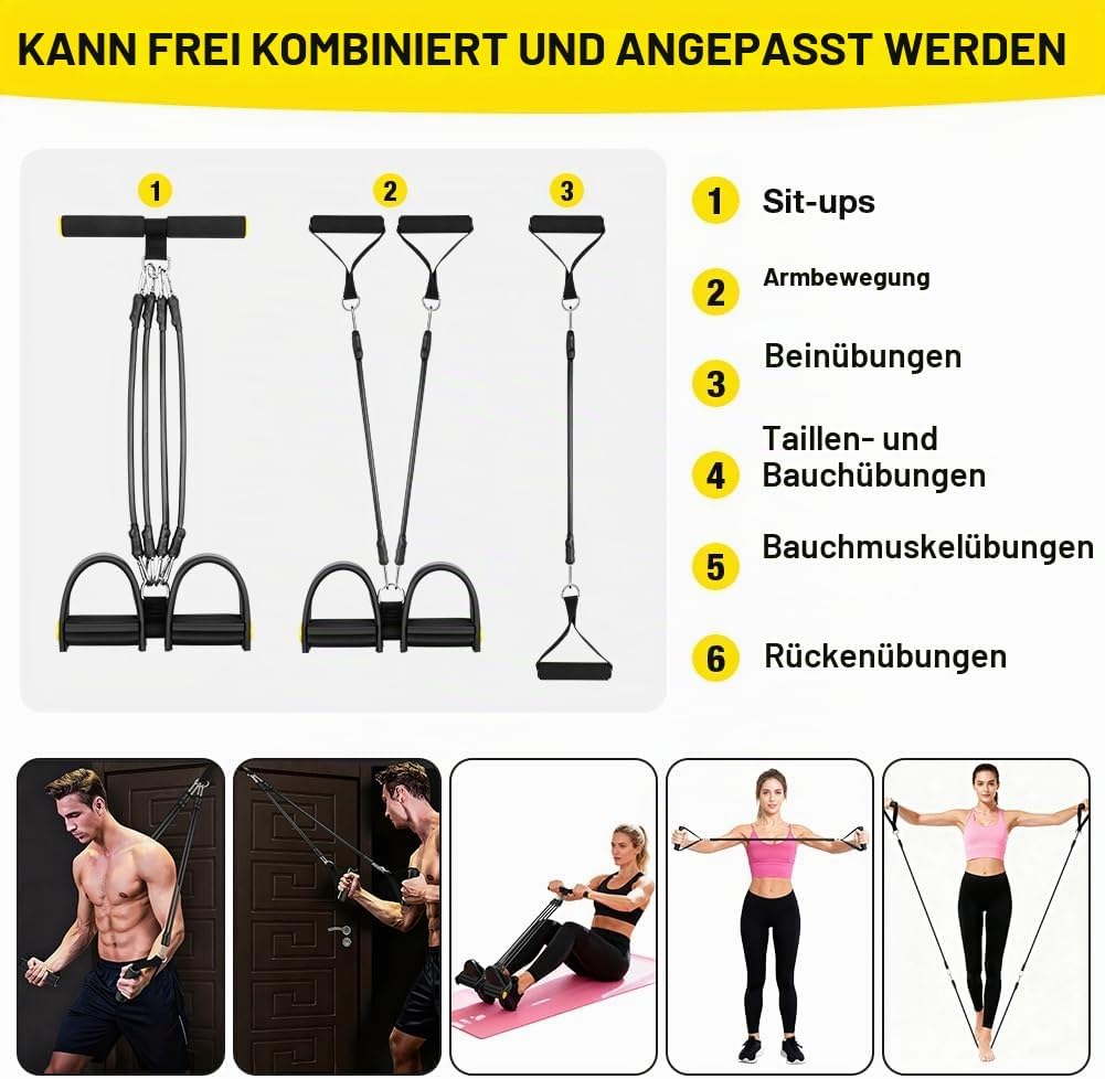 Flintronic Verstellbarer Chest Expander Fitness Widerstandsbänder mit 3 Strings o 5 Strings, Verstel