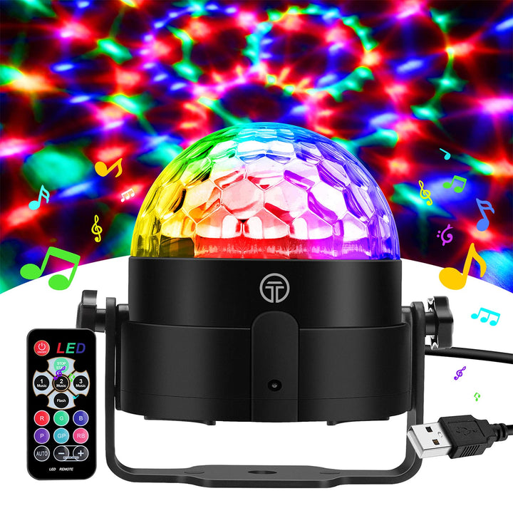 Gobikey Discokugel, 360° Rotierende Musik Activated Discolicht LED Party Lampe mit Fernbedienung- 3W