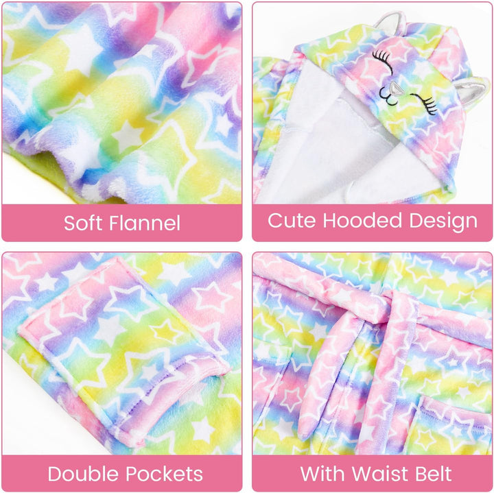 WYTbaby Bademantel Kinder Mädchen Flauschig Fleece bademantel mädchen Lange Ärmel Kinderbademantel m