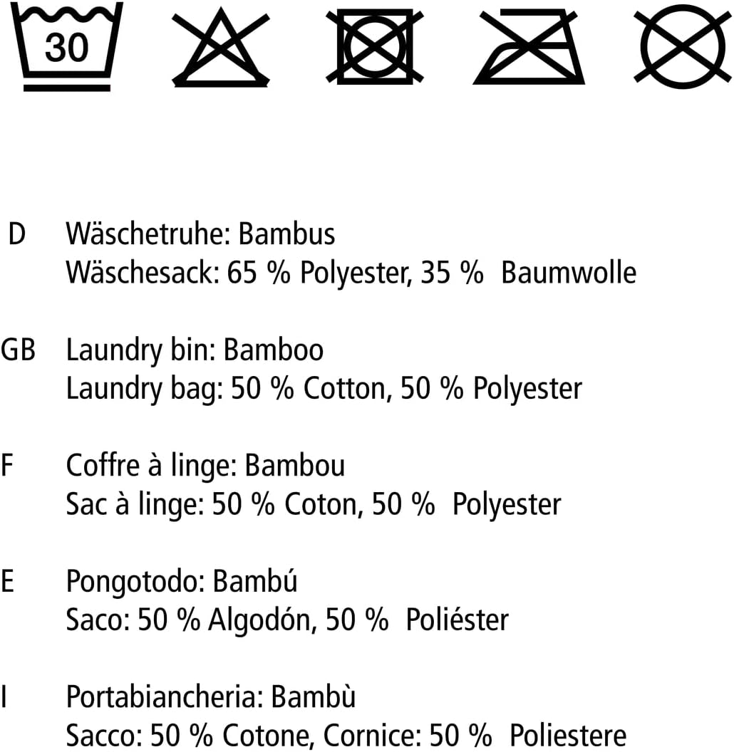 WENKO Wäschetruhe Bamboo Natur - Wäschekorb, mit Wäschesack Fassungsvermögen: 55 l, Bambus, 35 x 60