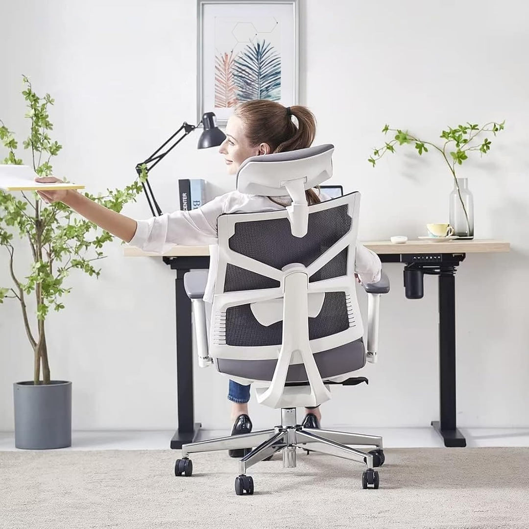 HOLLUDLE Ergonomischer Bürostuhl mit Adaptiver Rückenlehne, Schreibtischstuhl mit 4D Armlehnen, Vers
