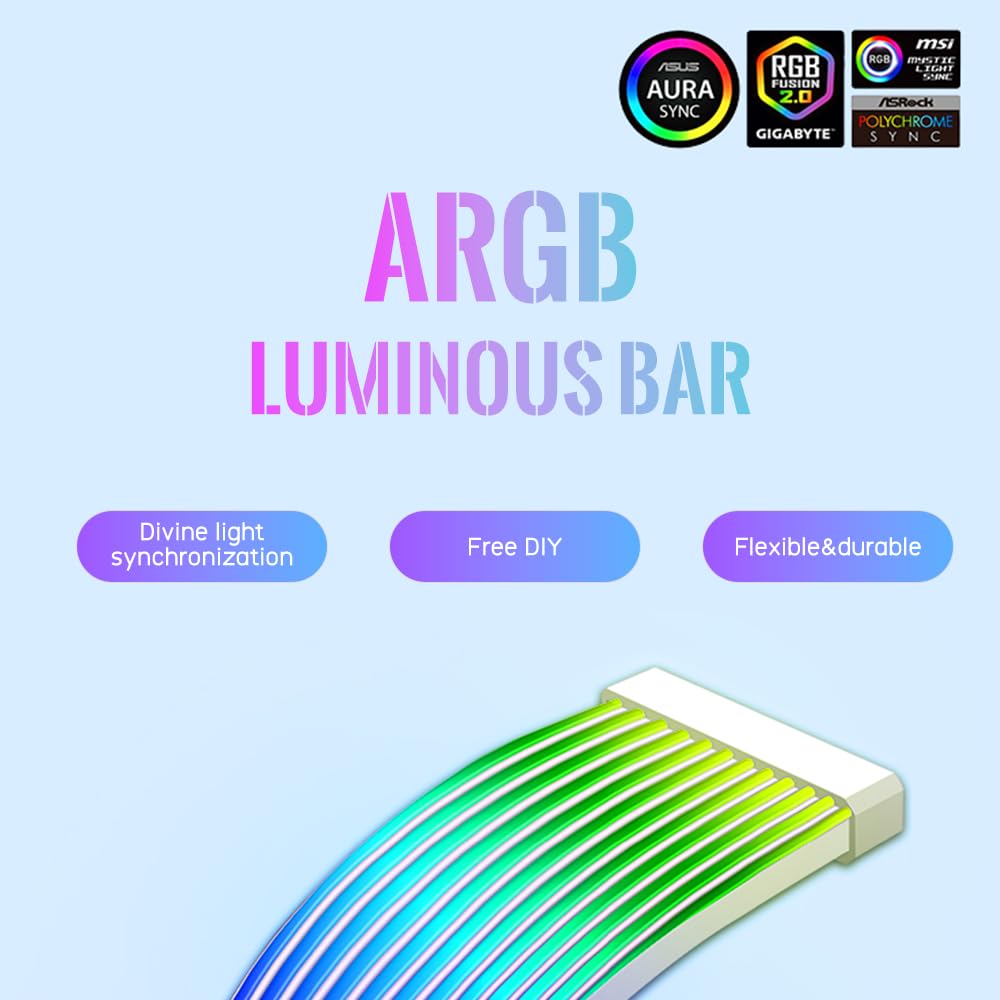 TZMRIT PC Kabel Rgb,ARGB PSU Kabelabdeckungs Kabelverlängerung, RGB Stromverlängerungskabelabdeckung