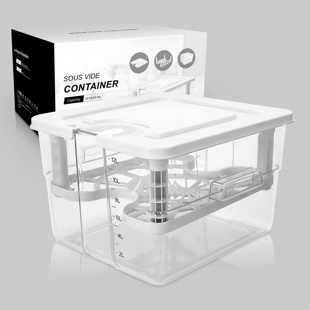 Sous Vide Behälter 7 in 1 Set 12L mit Deckel und Rack, für Garer Stick Professional, Mehrere Marken