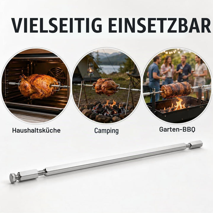 Cabilock Drehspiessstange Für Heissluftfritteuse Edelstahl-gestell Für Grillwerkzeug Ersatz-drehspie