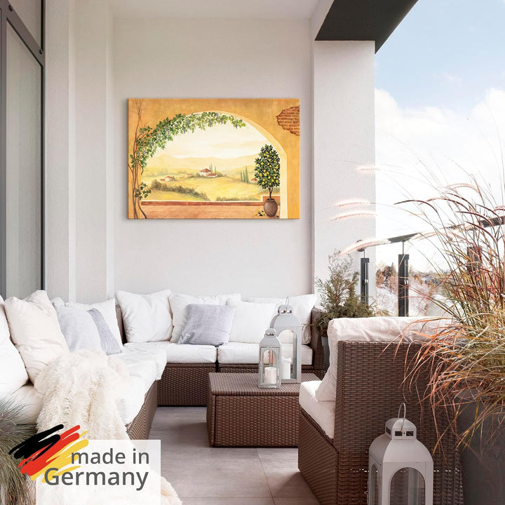 ARTland Wandbild Alu Verbundplatte für Innen & Outdoor Bild 70x50 cm Fensterblick Fenster Toskana La