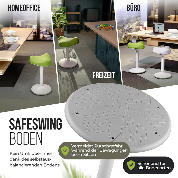 SH-01S Bürohocker Ergonomisch [IGR Zertifiziert] | Sitzhocker ergonomisch höhenverstellbar [47-65 cm