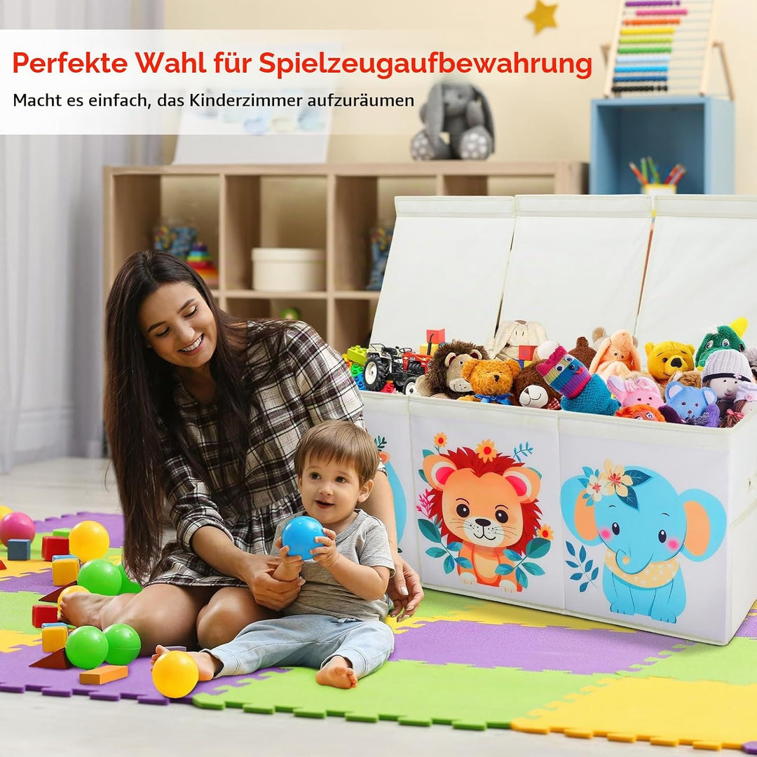 Gross Aufbewahrungsbox mit Deckel Kinder, Zusammenklappbare Oxford-Netztaschen Spielzeugkiste mit Gr