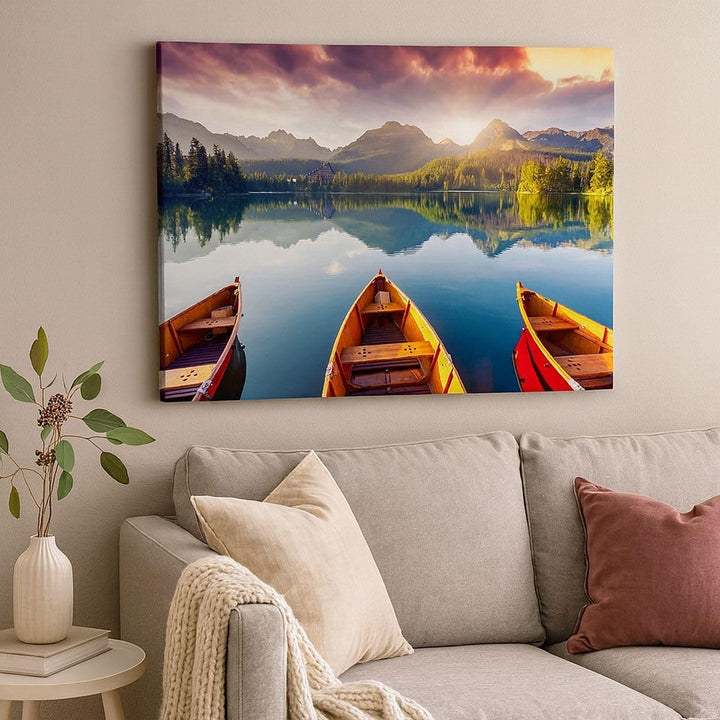 ARTTOR Bilder auf Leinwand 100x70cm Leinwandbild mit Rahmen See Natur Gross Wanddeko Bild Schlafzimm