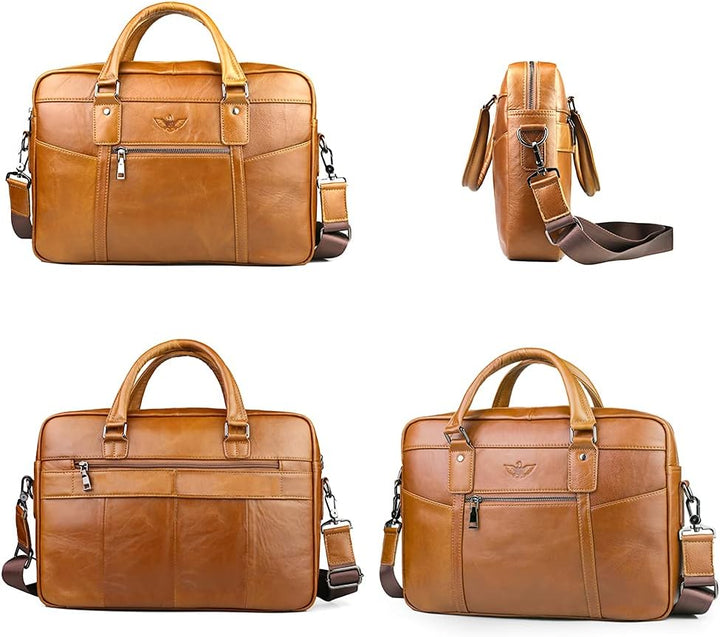 SPAHER Laptoptasche 15.6 Zoll Aktentasche Herren Business Tasche Arbeitstasche Herren Echtleder Tasc