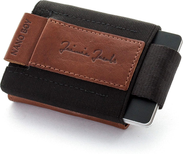 Jaimie Jacobs Minimalist Wallet Nano Boy Pocket Mini Geldbörse aus Textil mit Zugband schmaler Karte