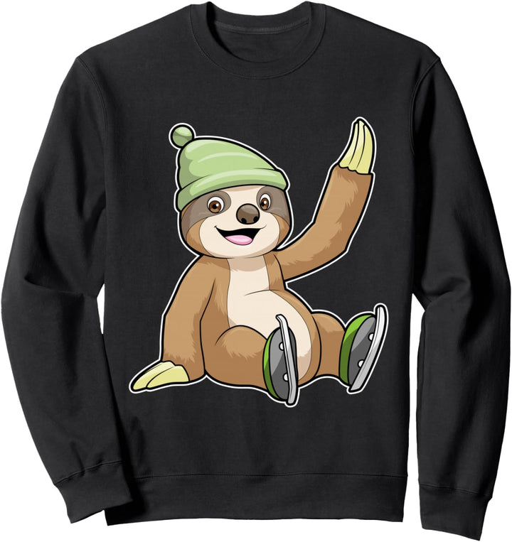 Faultier Eislaufen Schlittschuhe Wintersport Sweatshirt