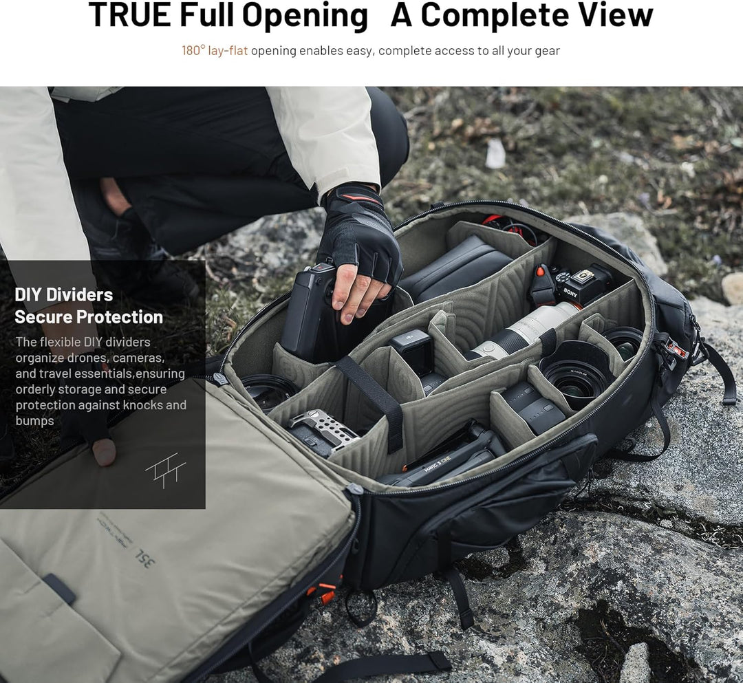 PGYTECH OnePro Focux 35L Rucksack Wasserdicht, Kamerarucksack für DSLR/SLR/Spiegellose Kameras/Objek