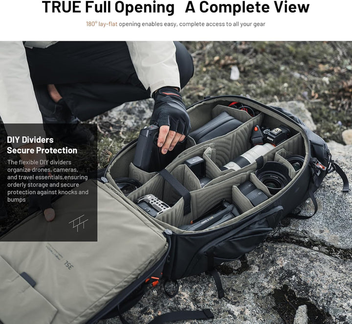 PGYTECH OnePro Focux 35L Rucksack Wasserdicht, Kamerarucksack für DSLR/SLR/Spiegellose Kameras/Objek
