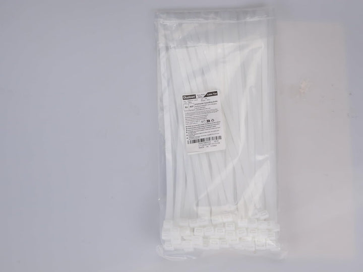 Oksdown 760mm × 7,6mm Breit 100 Stück Extra Stark Kabelbinder mit 55 kg Zugfestigkeit Weiss UV-Bestä