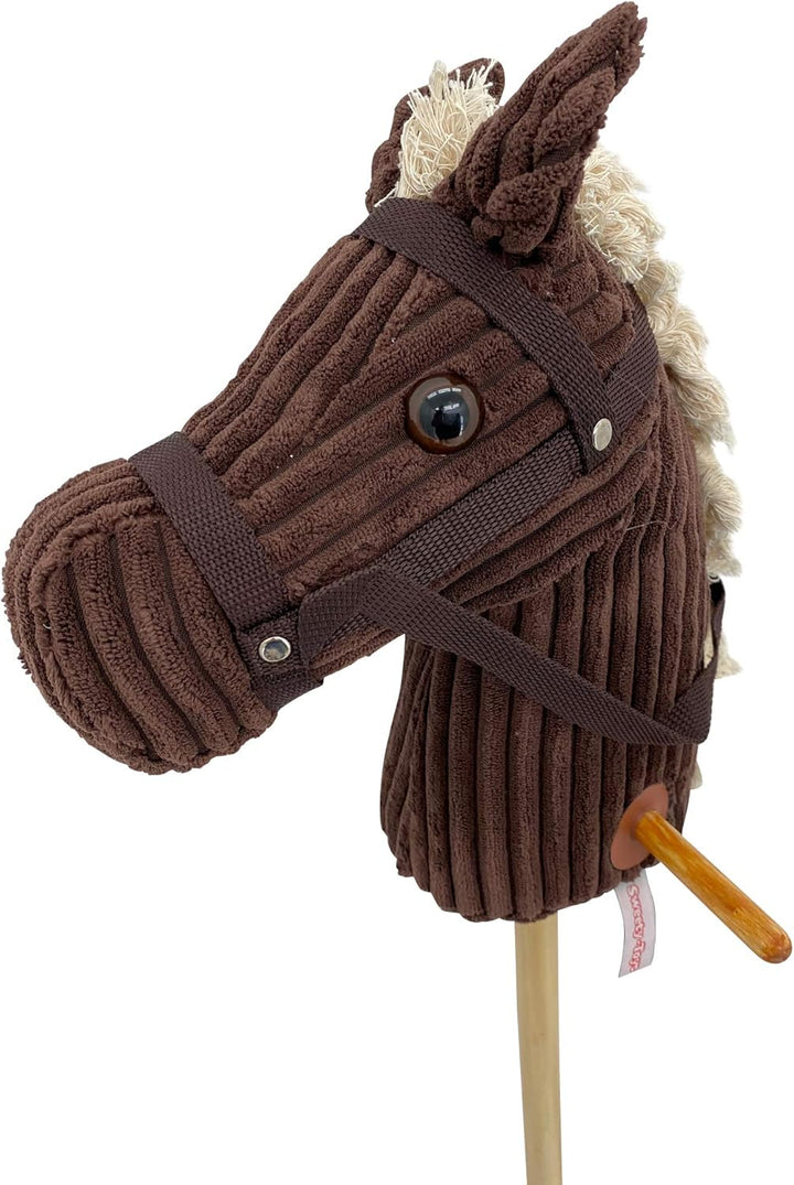 Sweety Toys 6762 "Brown Sugar Cord Cotton Steckenpferd mit Funktion Gewieher und Galoppgeräusch