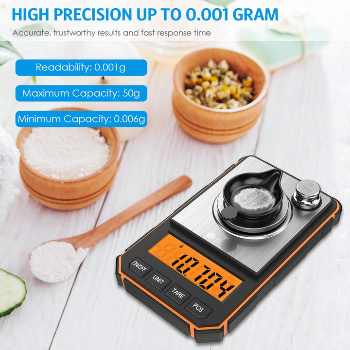 Brifit Digitale Feinwaage 0.001g – Mini Milligrammwaage 50g mit Kalibriergewicht & Pinzette – Präzis