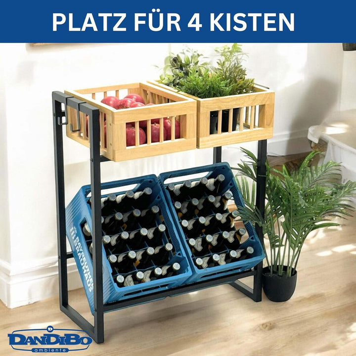 DanDiBo Getränkekistenregal 4 Kisten mit Gitter Haken Metall 96597 Getränkeregal Kistenregal Getränk