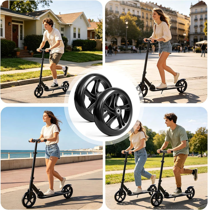2 Stück 200mm Scooter Rollen, Scooter Ersatzräder mit ABEC-9 Lager Anti-Rutsch Roller Räder, Cityrol